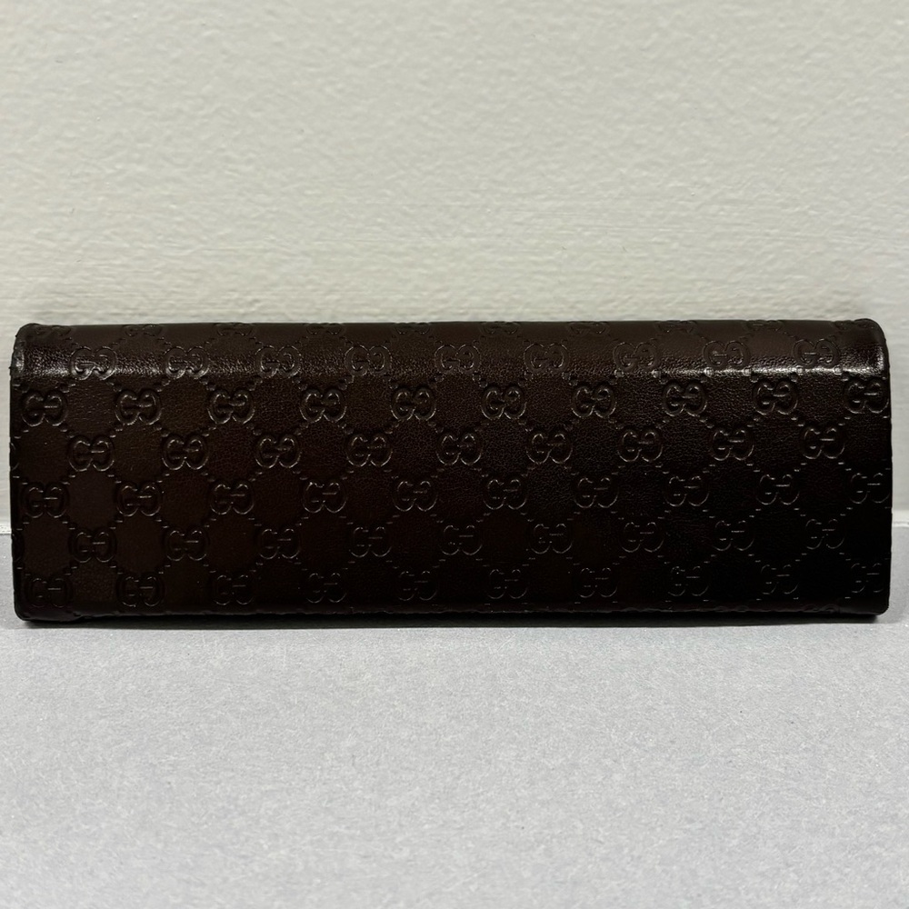 GUCCI trifold hard shell eyeglass case brown monogrammed luxury glasses case - Picture 3 of 15